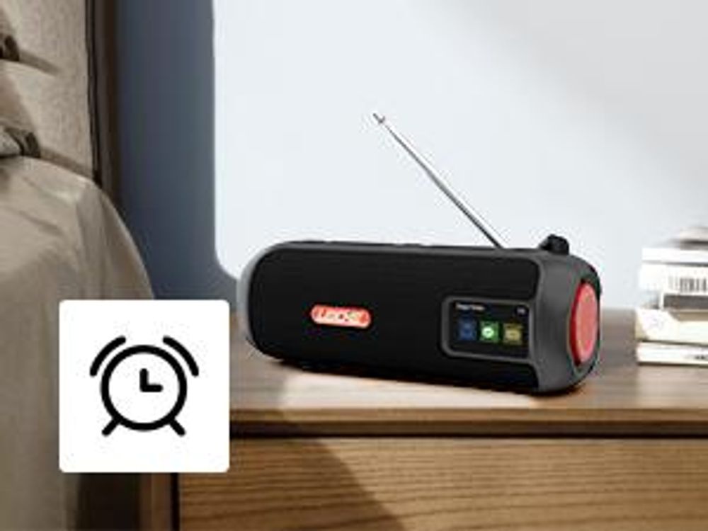LEICKE DAB+ Radio Tube-Tragbarer Bluetooth Lautsprecher mit DAB+/FM, 4500mAh Akku, RGB-LED Lichter, 10W Stereo-Sound,Equalizer, Micro SD/AUX Anschluss