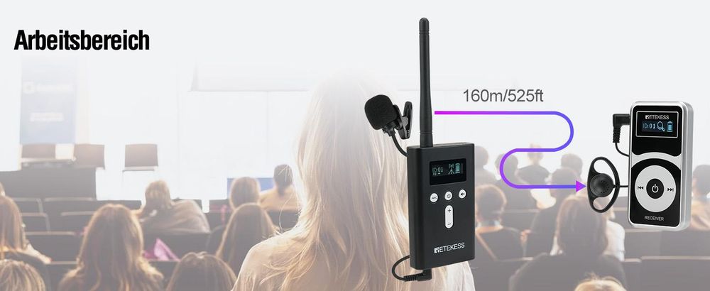 Retekess T130P Kabelloses Tour Guide System, Audio Whisper Tour Guide System, 160m, Geräuschreduzierung, Typ-C Aufladung für Tour Reisen,walkie talkie