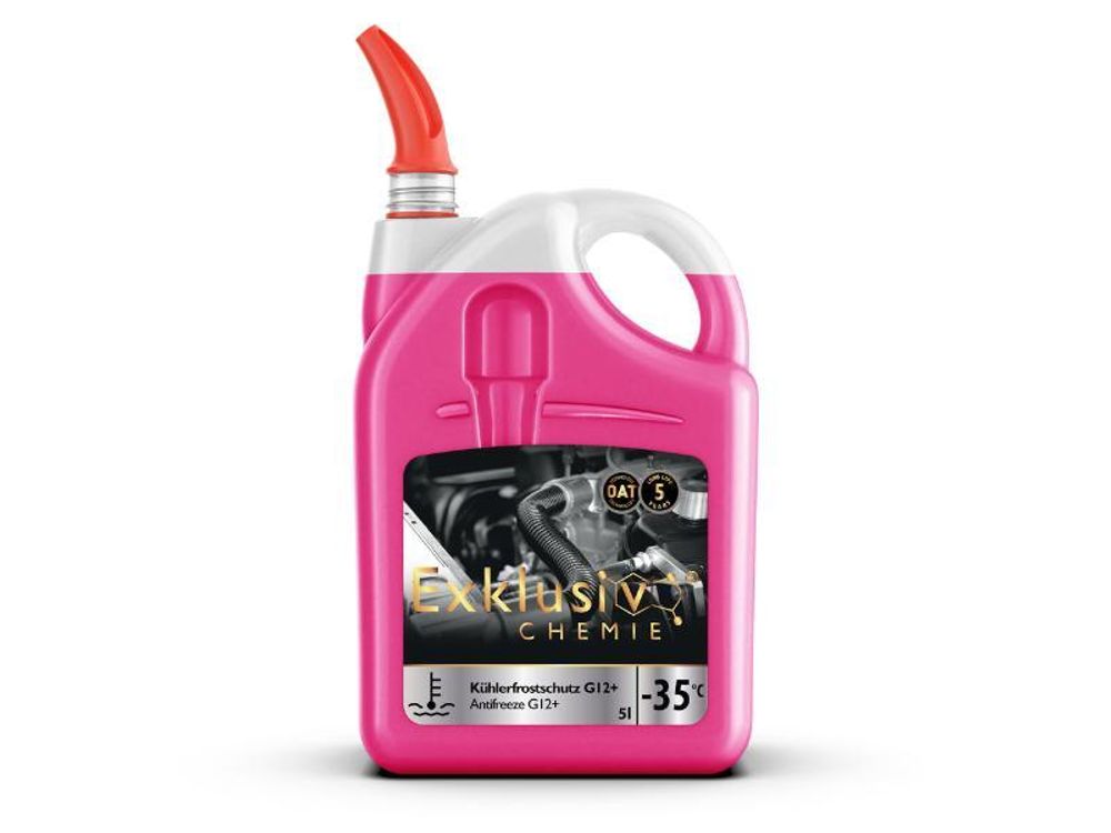 Exklusiv Chemie Kühlerfrostschutz G12+, bis -35° - 5 Liter - 5 Jahre | Kühlflüssigkeit Auto | G12 Kühlmittel Pink | Gebrauchsfertig