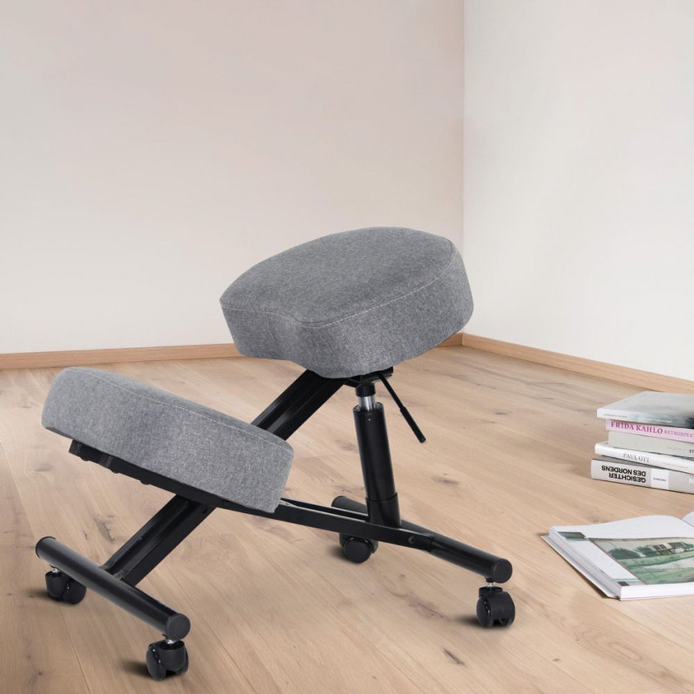 Ergonomischer Kniestuhl Bürohocker Metall und Stoff Balancesteel Lux - Grau