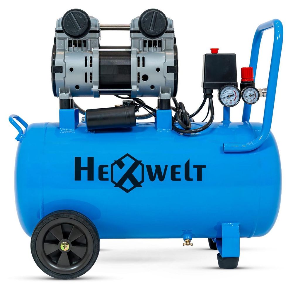 Ölfreier Luftkompressor HW-KBO-2T-50L 50 L 250 l/min 8 bar 2 Zylinder Gusseisen 1,5 kW 230 V für Werkstatt Garage