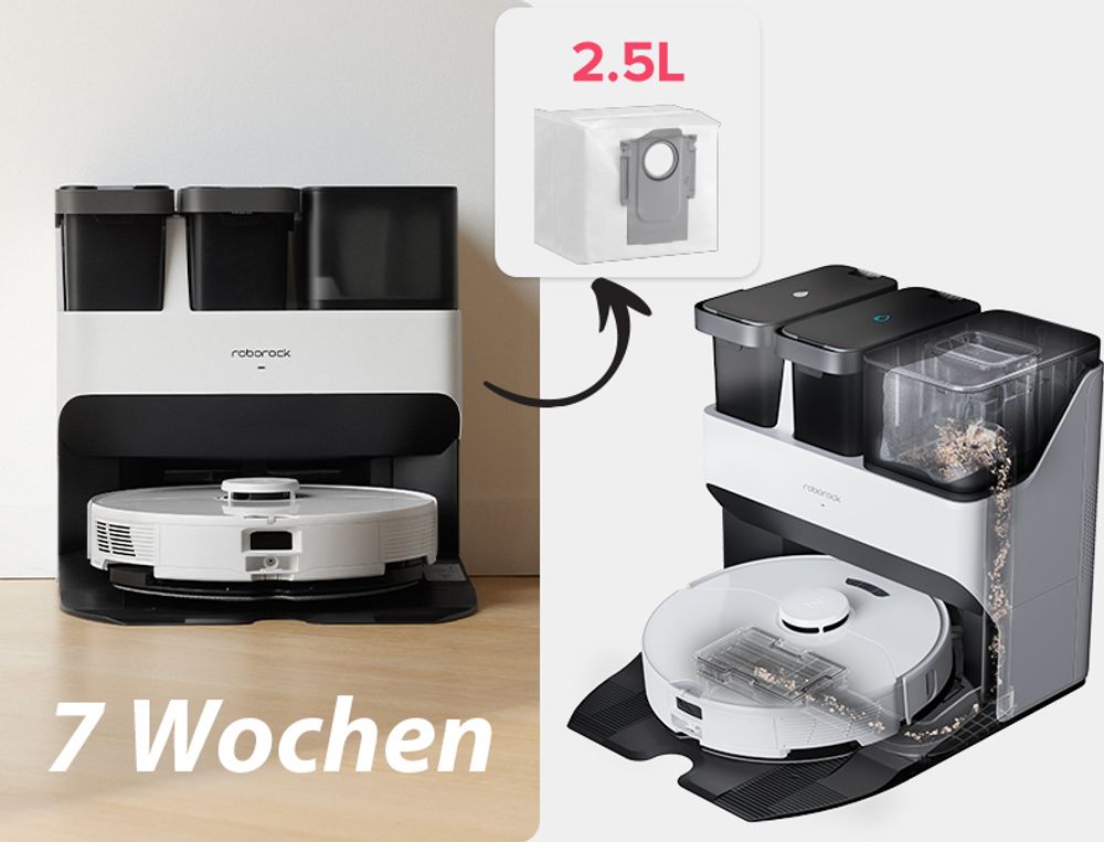 Roborock QV 35A Staubsauger Roboter mit Wischfunktion&Hebarem Wischmopp 8.000pa (Upgrade von Qrevo/Qrevo Plus),Anti-Verfilzungsbürste, All-in-One Dock