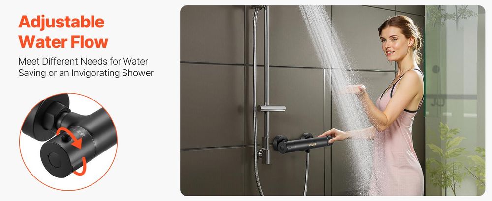VEVOR Duscharmatur mit Thermostat Brausemischer Duschhahn mit 38 °C Sicherheitss