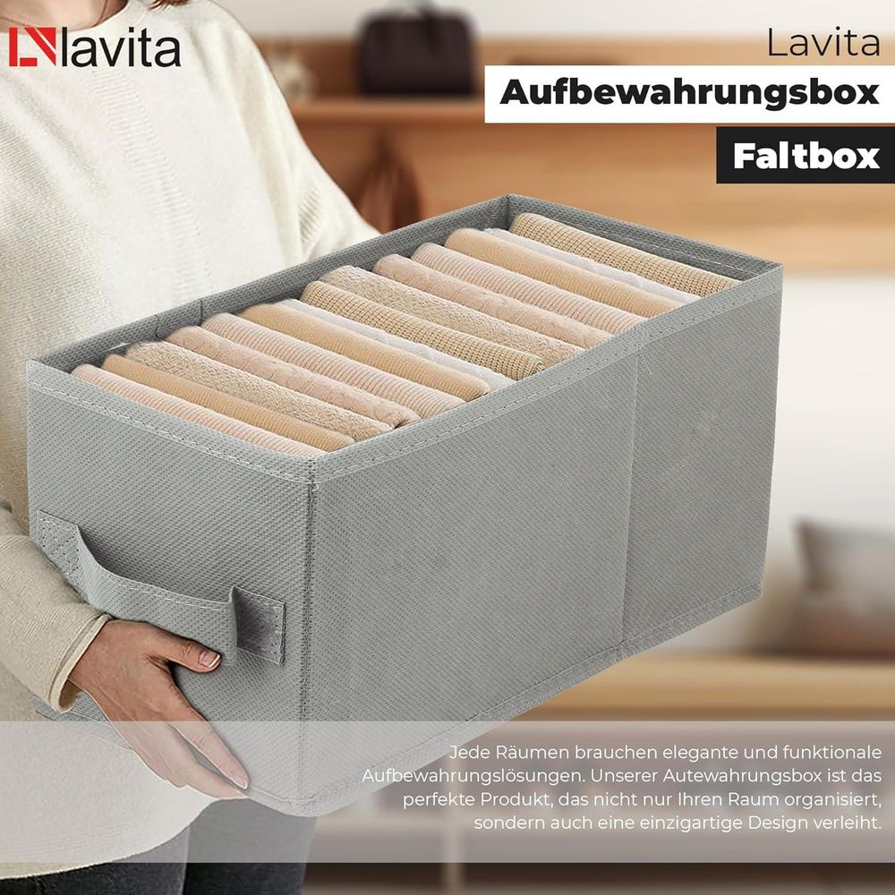 Lavita Storage Box | faltbare Aufbewahrung Boxen 15 x 31 x 15 cm | Schubladen-Organizer Box| Ordnungssysteme für Kleidung | Kleideraufbewahrung & Organisation | dunkelgrau | 1 stück