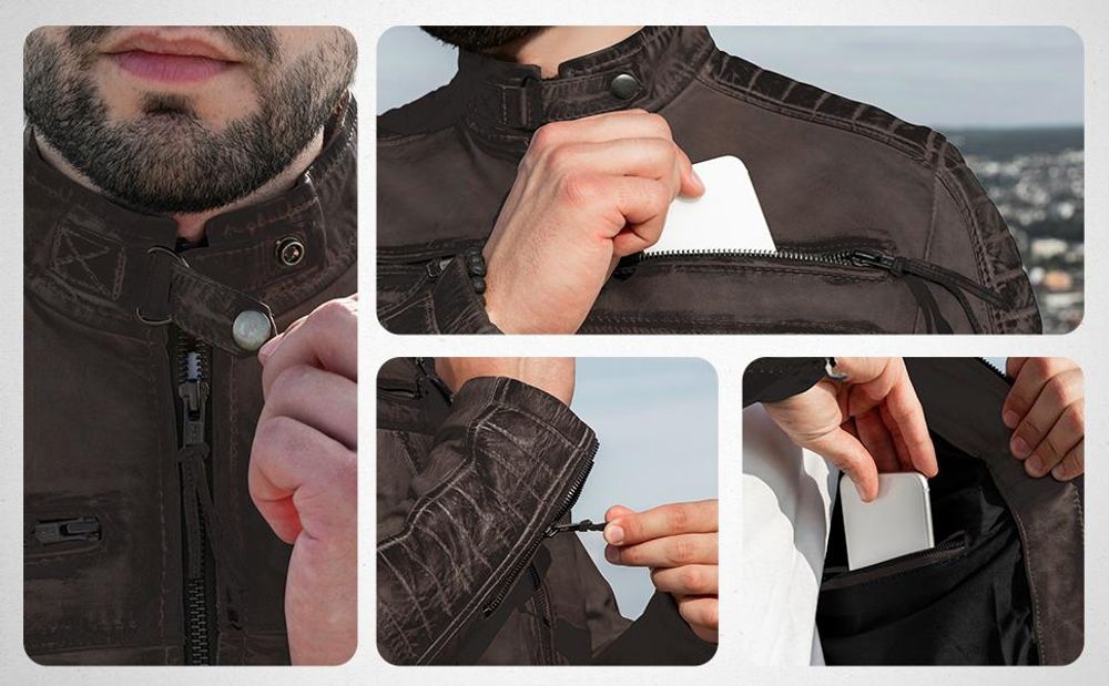 PAULGOS Herren Lederjacke Echtes Leder Jacke Echtleder Übergangsjacke Fashion in 5 Farben Gr. S-7XL Design 1