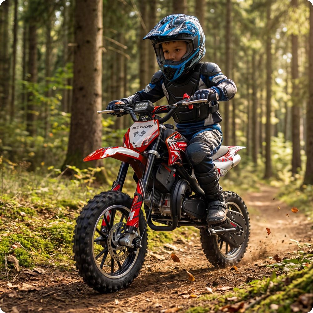 VOLTOURI Mini Cross Benzínový CR49-E | Elektrické Štartovanie | 49 cm³ | 35 km/h | Červená