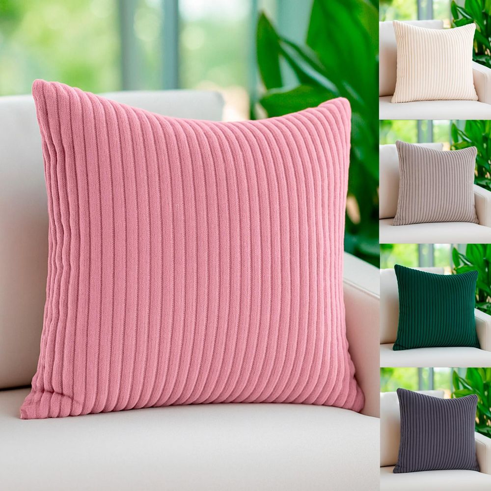 heimtexland ® Cord Dekokissen 45x45 Kissenhülle Bezug Sofakissen Super Soft Kissenbezug passend zu Kuscheldecke Typ767 Rosa