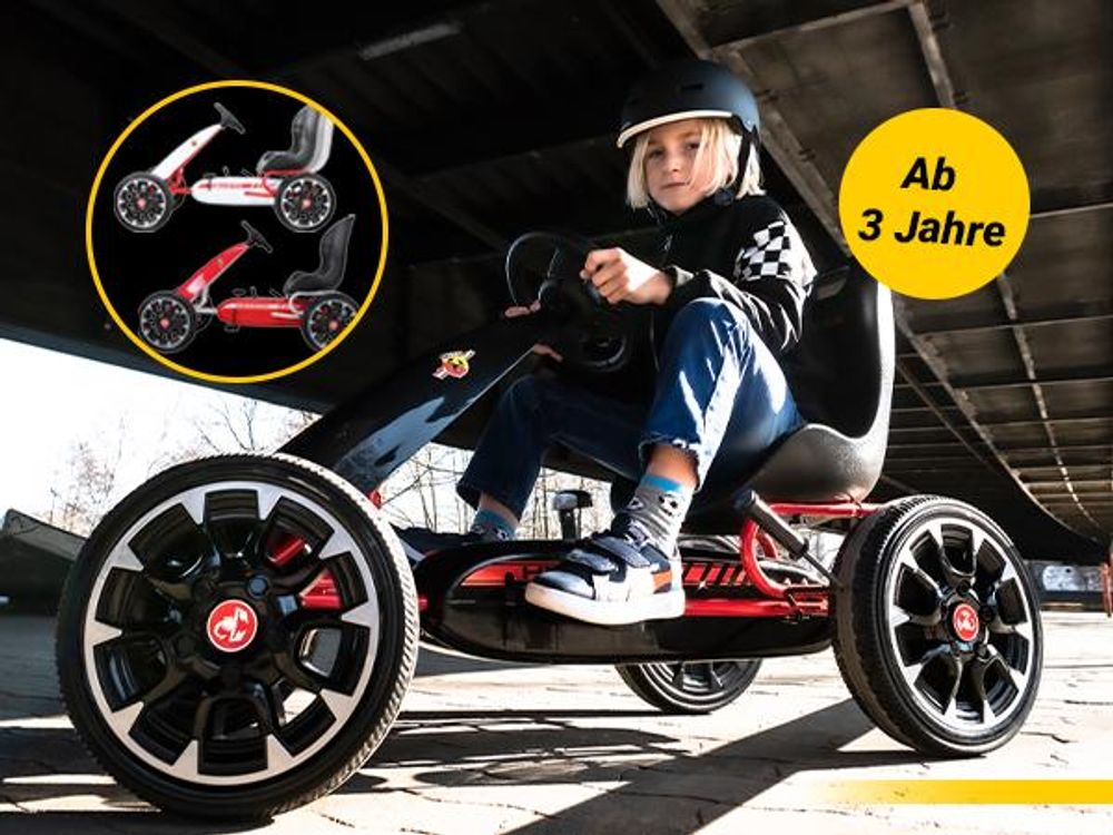 Miweba Pedal GoKart Abarth | Tretauto - Tretfahrzeug - Pedalfahrzeug - Kinder Auto - Freilauf - Verstellbarer Sitz - EVA-Reifen - Drift Kart (Schwarz)