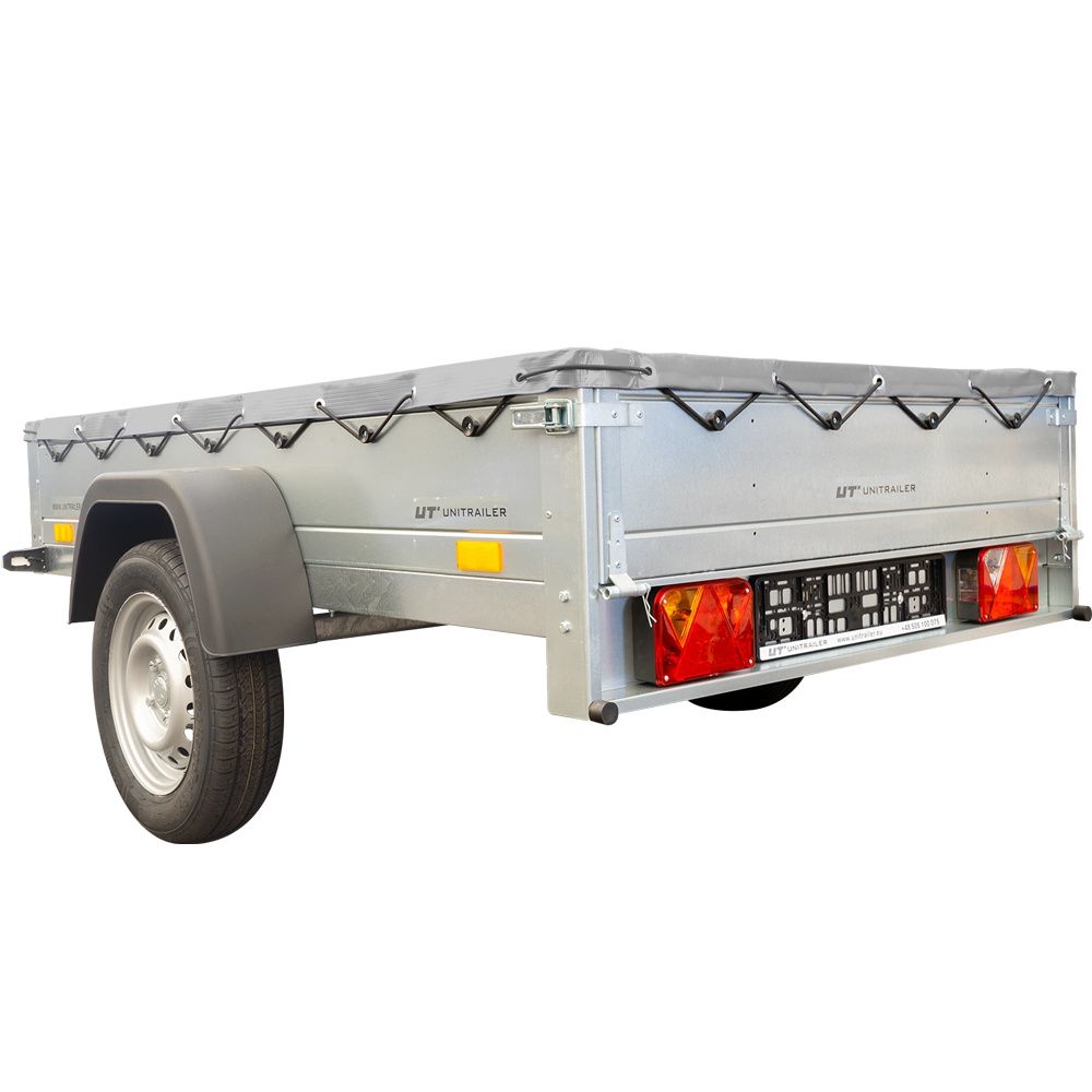 Anhänger Kipper Garden Trailer 230 KIPP [230 cm x 125 cm] mit Flachplane und Stützrad 750 kg