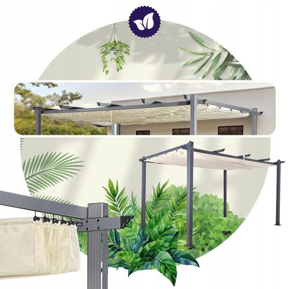 BelloGriardino | Gartenpergola 3 x 4 m - Ecru - Wetterfest - Elegantes Design - Sonnenschutz