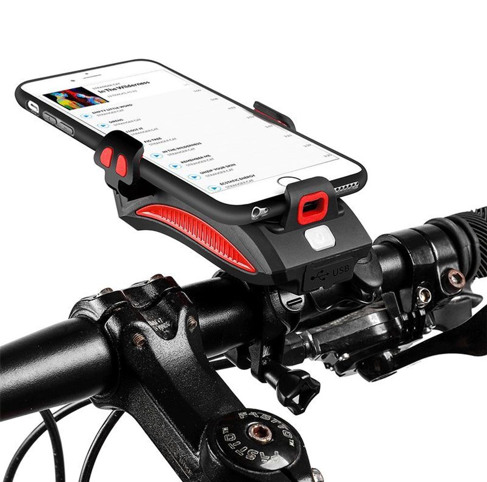 Fahrrad Handyhalterung mit LED Lampe Universal Bike Halterung Smartphone Lenker Halter für Handy Smartphone 360° Drehbar Schwarz Motorrad Scooter iPhone Samsung Retoo