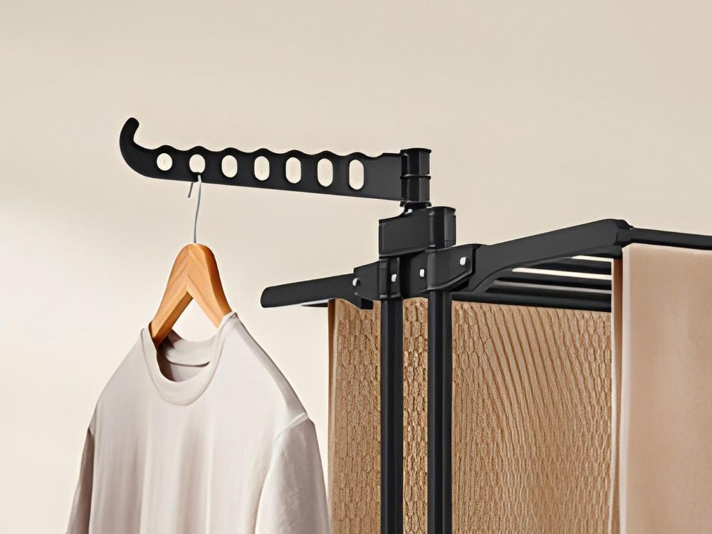 SONGMICS Wäscheständer, Standtrockner 4 Ebenen, mit Rollen, 63,5 x 128 x 173 cm, Tintenschwarz