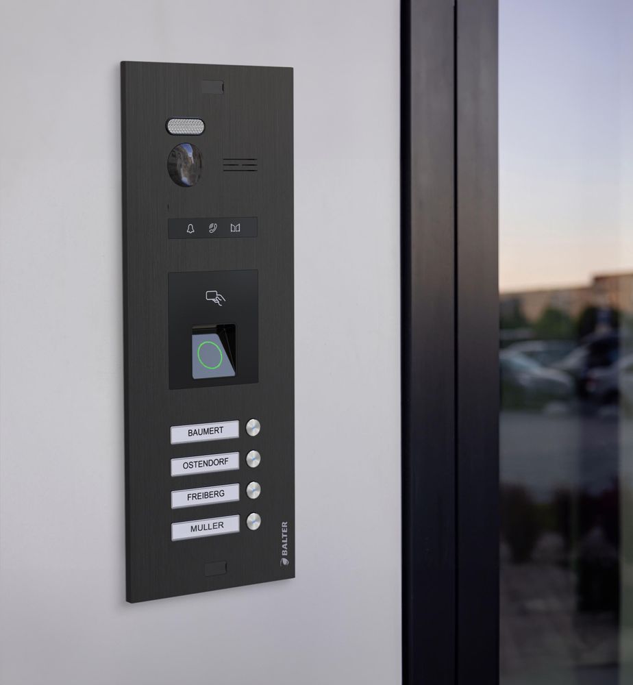 Balter EVO HD Video Türsprechanlage mit Fingerprint und RFID für 4 Familienhaus, 4x Monitore