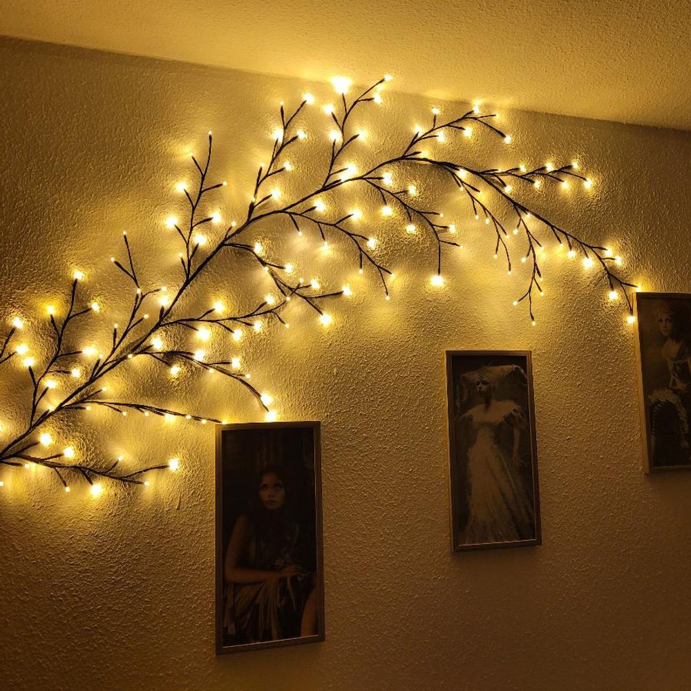 2 Stück Beleuchtete Willow Vine, 8 Modes,Fernbedienung|Timer, 144 LEDs , Twinkling Tree Wand Dekoration Schlafzimmer,Innen Wanddeko