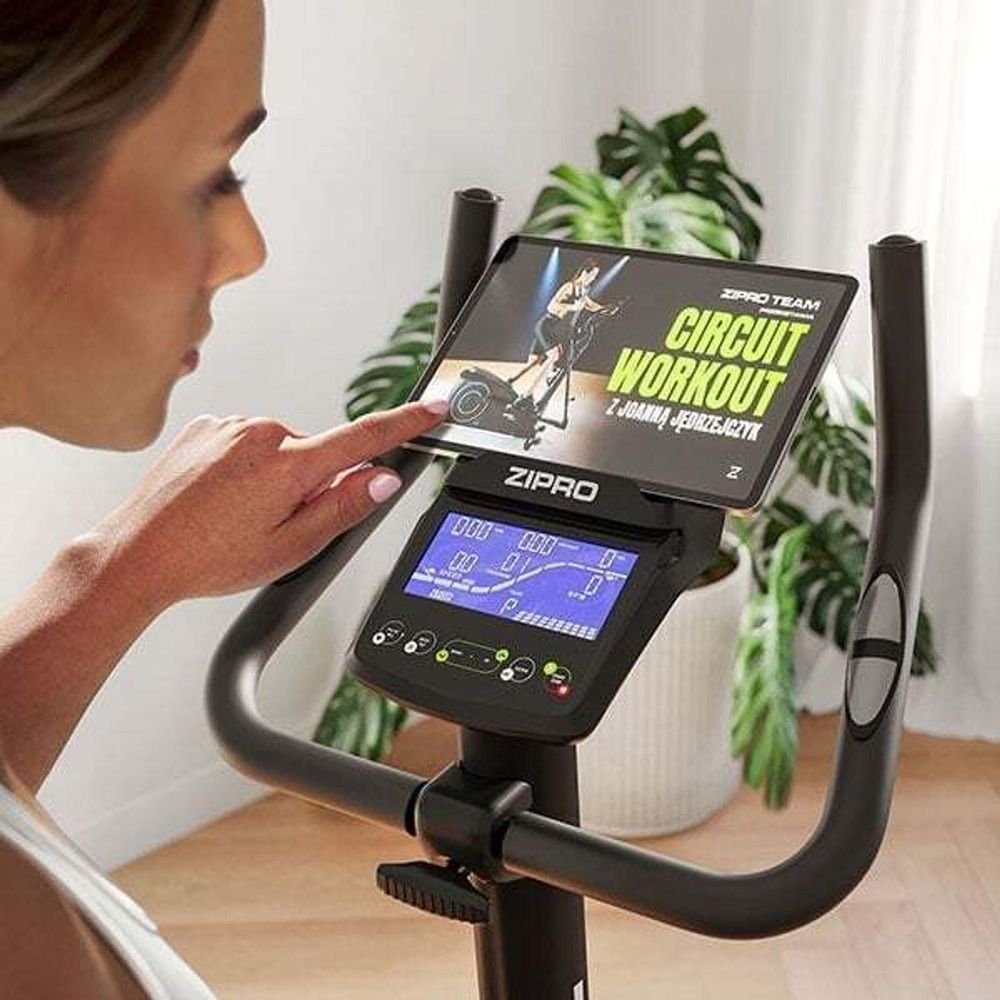 Rower ergometryczny Zipro Rave – elektromagnetyczny rower treningowy z połączeniem z aplikacją 32 poziomy oporu i program watowy Regulowana kierownica i siodełko