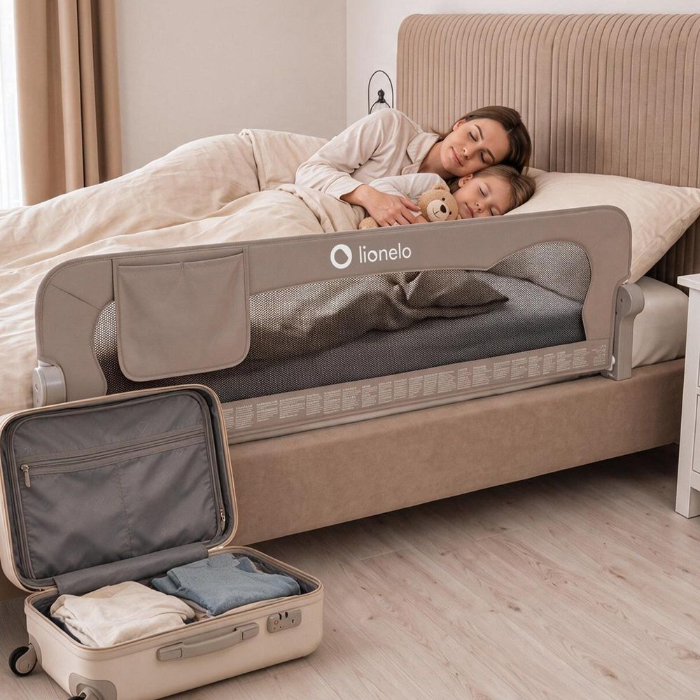 Lionelo Eva Bettgitter 150 cm, klappbar, werkzeuglose Montage - Melange Beige