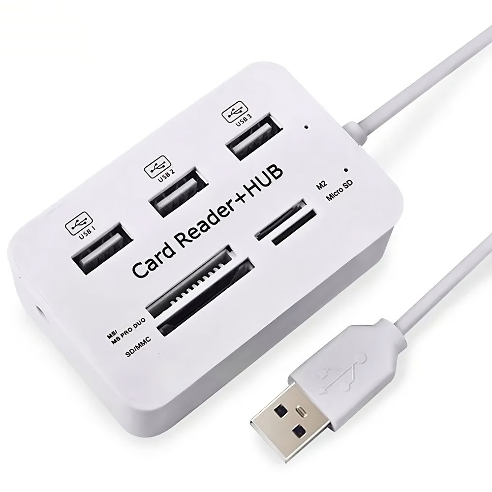 Kartenleser USB mit 3x USB Hub, Speicherkartenleser Verteiler für SD, Micro SD, SDHC, SDXC Adapter kompatibel mit PC, Tablet & Smartphone Retoo