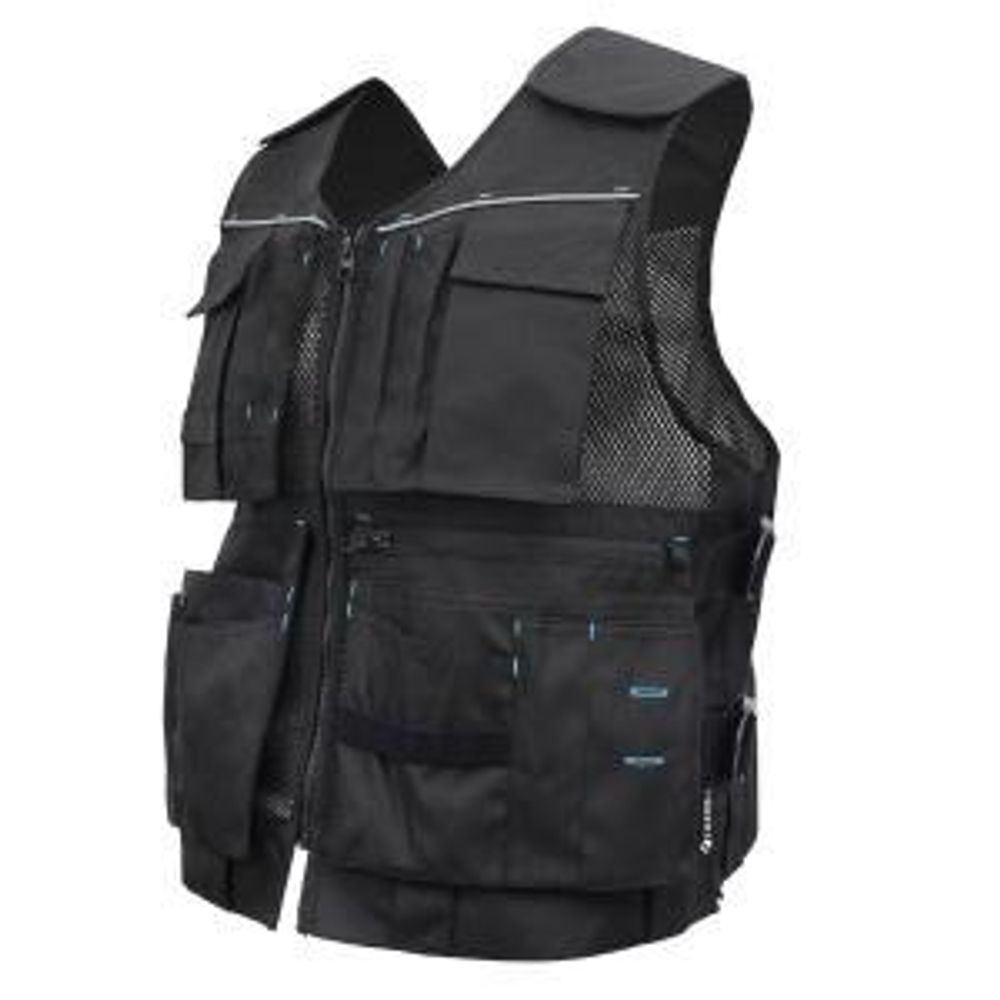 Högert Technik HELWIG Werkzeugweste schwarz uni Polyester 600D Arbeitsweste mit Taschen