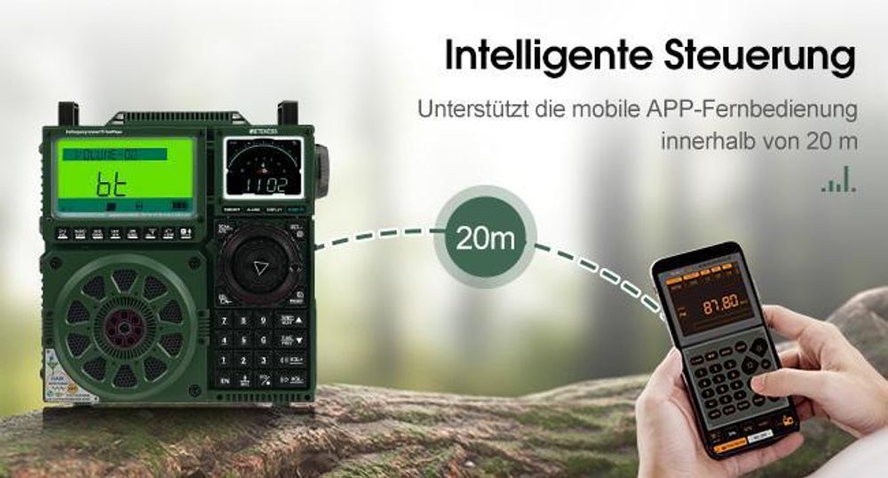 Retekess TR113 Kurzwellenradio, Vollband Radio, AIR SSB, tragbares Digitalradio, APP-Fernbedienung, hohe Klangqualität, wiederaufladbar, LSB/USB