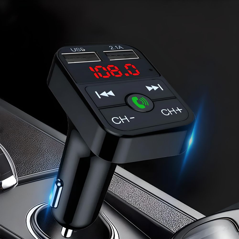 Bluetooth FM Transmitter für Auto Rot Leuchte Drahtloser Radio Kfz-Empfänger Adapter mit Freisprecheinrichtung Dual USB Ladegerät 5V 3.4A Retoo