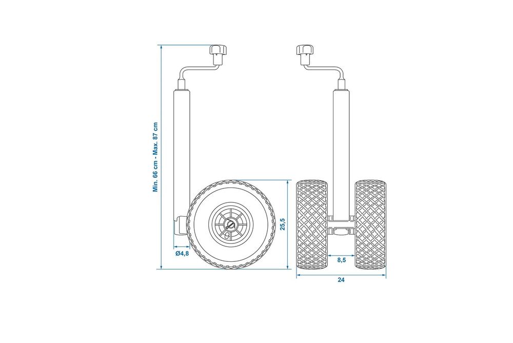 Dvojité jazdné koleso 48mm 2x plastový ráfik so vzduchovým plášťom 260x85mm