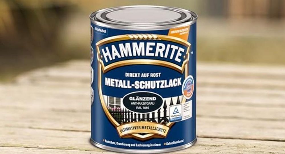 Hammerite Metallschutzlack Hammerschlag, 3in1- Rostschutz, Silbergrau, 2,5 l