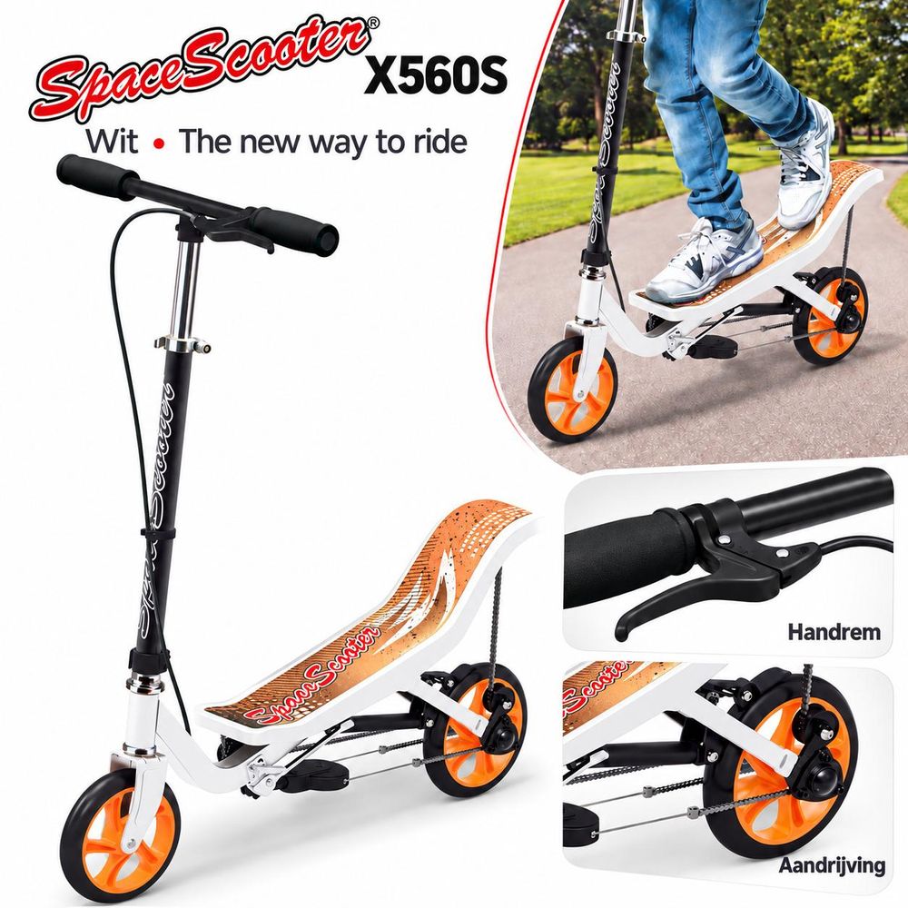 Space Scooter X560S Weiß – Kinderroller mit Pumpantrieb, ab 8 Jahren
