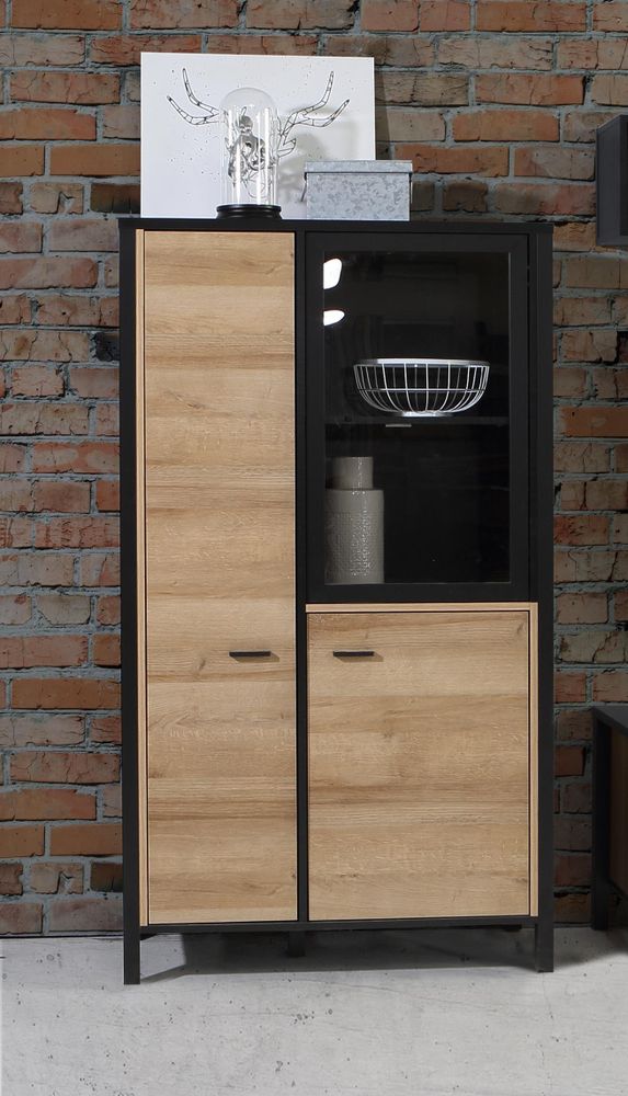 Vitrine "Hialeah I" – Industrial-Vitrine mit viel Stauraum und höhenverstellbaren Böden