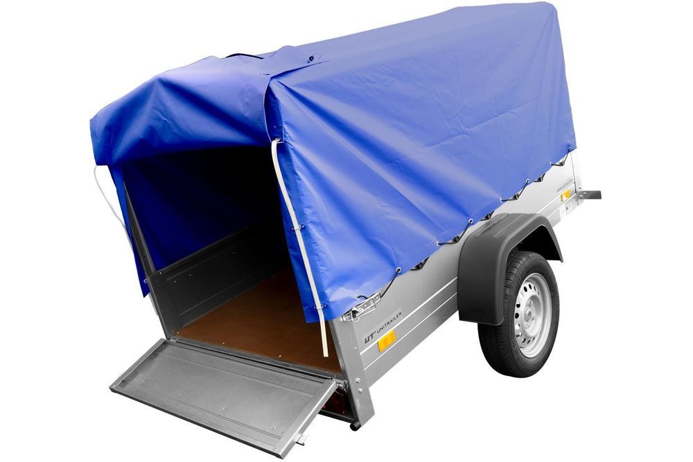 Trailer with tarpaulin GARDEN TRAILER 201 TIPP [with support wheel, blue high tarpaulin and high bows]