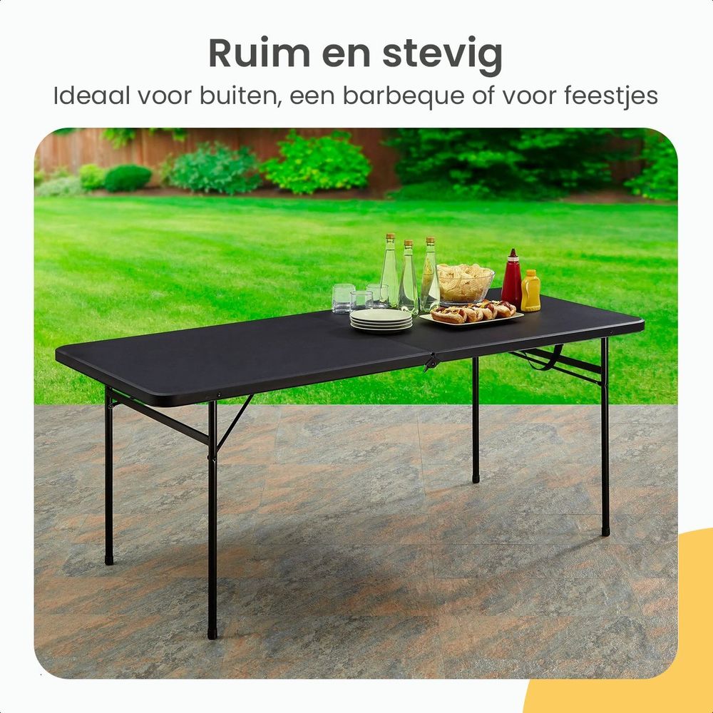 Goliving Outdoor-Klapptisch – Campingtisch – Wetterfest – 122x60x74cm – Schwarz