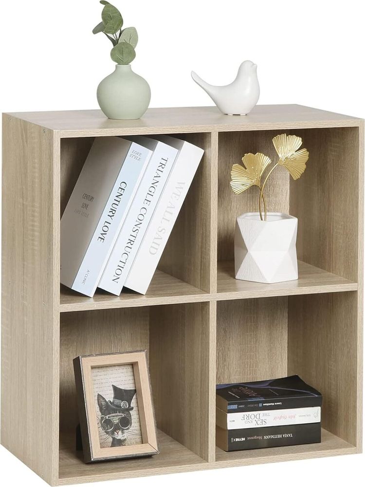 WOLTU Bücherregal Würfelregal 4 Fächer, Büroregal Aktenregal, Holzwerkstoff : Weiß Farbe: Weiß