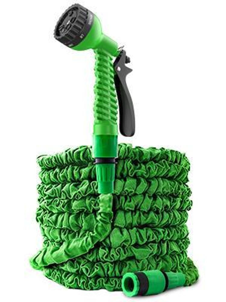 Fepro® Flexibler Gartenschlauch mit 7 Funktion 7,5m basic, Wasserschlauch flexibel mit 3-Fach Latexkern inkl. Adapter für 1/2' 3/4' Zoll und Wandhalterung, dehnbarer flexiSchlauch