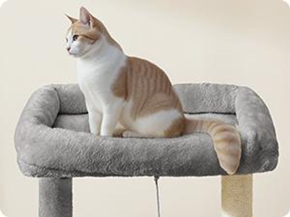 FEANDREA Kratzbaum für Raumecke, Katzenbaum, mit großer Kuschelhöhle, großen Plattformen, mehr Stabilität Taubengrau