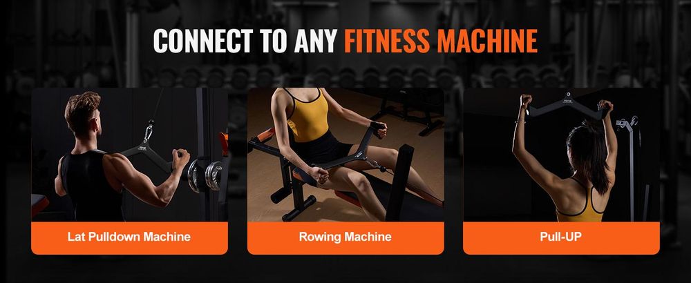 VEVOR LAT Pulldown Aufsätze, Kabelmaschine Ruder T-Bar V-Bar 5 Set, Trizeps Zugstange, Rückenstärkung Gummi-beschichteter Griff, Bizeps Curl Trizeps LAT Pulldown Stange für das Heimfitnessstudio