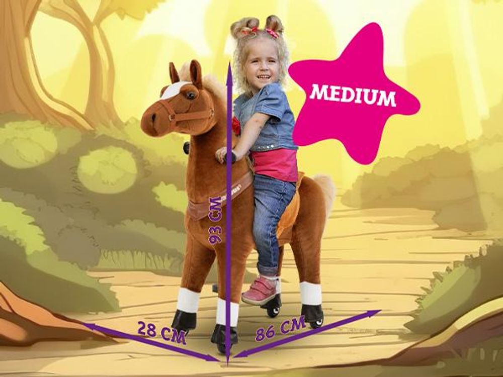 Miweba Pony Amadeus | Spiel Pferd für Kinder  - Schaukelpferd - Stehpferd zum draufsitzen - Reitpferd - Indoor & Outdoor - Rücklaufbremse - 4-8 Jahre