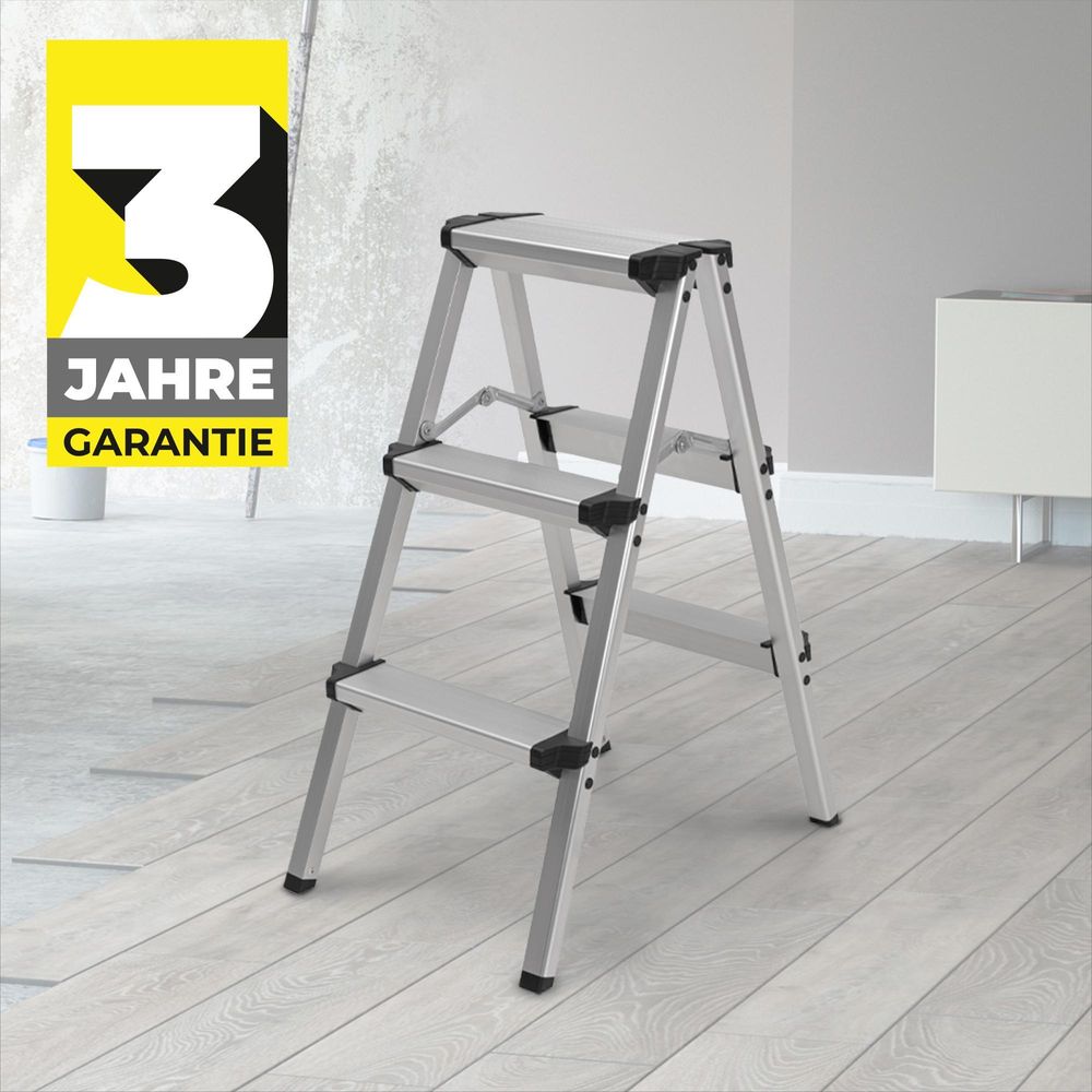 Craftfull Doppel-Klapptritt CF-131A | Aluminium-Trittleiter - Anti-Rutsch - Leiter - Klappbar - Sicherheitsbügel - 150 kg - 2-5 Stufen (2 x 4 Stufen)