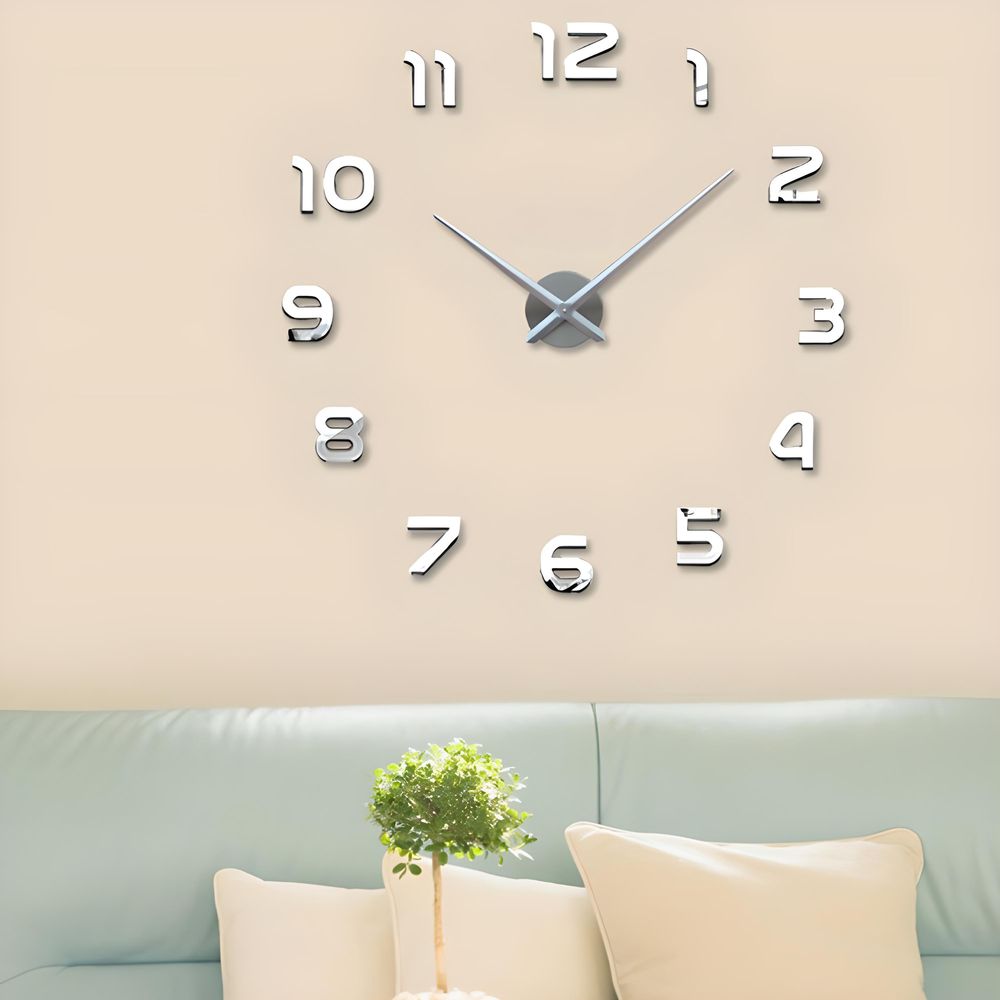 3D Wanduhren Wanduhr Groß 60cm Uhr Mute Decor Wandtattoo Modern Deko Geschenk Home Office Büro DIY Wohnwand Wohnzimmer Wand Decoration Schwarz Retoo