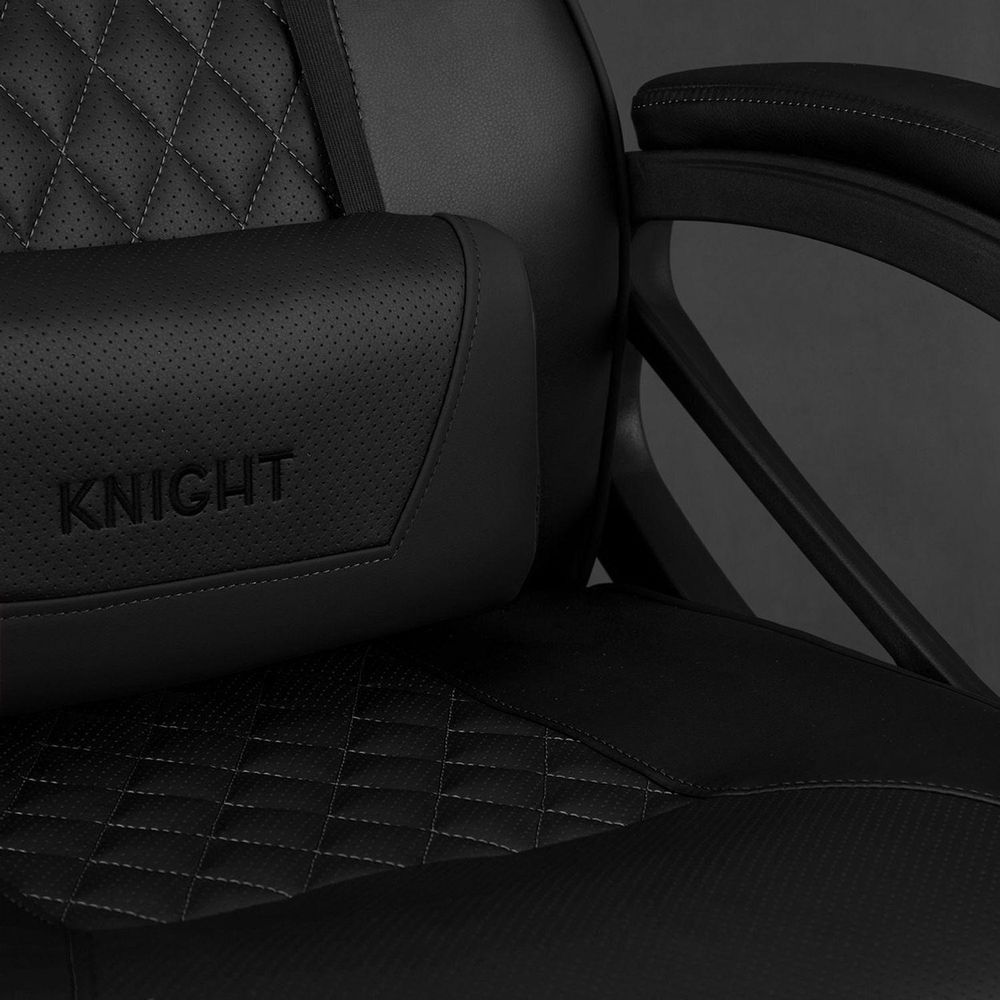SENSE7 Knight Gaming Krzesło ze sztucznej skóry czarno-szare - Ergonomiczne krzesło biurowe Krzesło do komputera Krzesło dla graczy Funkcja bujania Gamer 120 kg