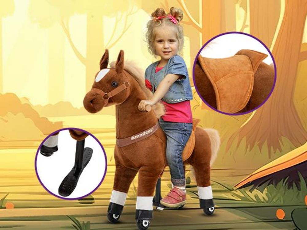 Miweba Pony Amadeus | Spiel Pferd für Kinder - Schaukelpferd - Stehpferd zum draufsitzen - Reitpferd - Indoor & Outdoor - Rücklaufbremse - 3-5 Jahre