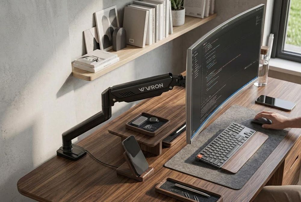 VIRON Monitorhalterung HX-S, 13-42 Zoll, bis 9kg, VESA 75/100, höhenverstellbar & Pivot SET mit Stahlplatte
