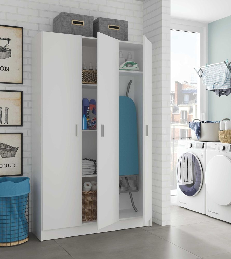 Mehrzweckschrank Multipurpose – Stauraumschrank mit höhenverstellbaren Regalen und hohem Besenfach