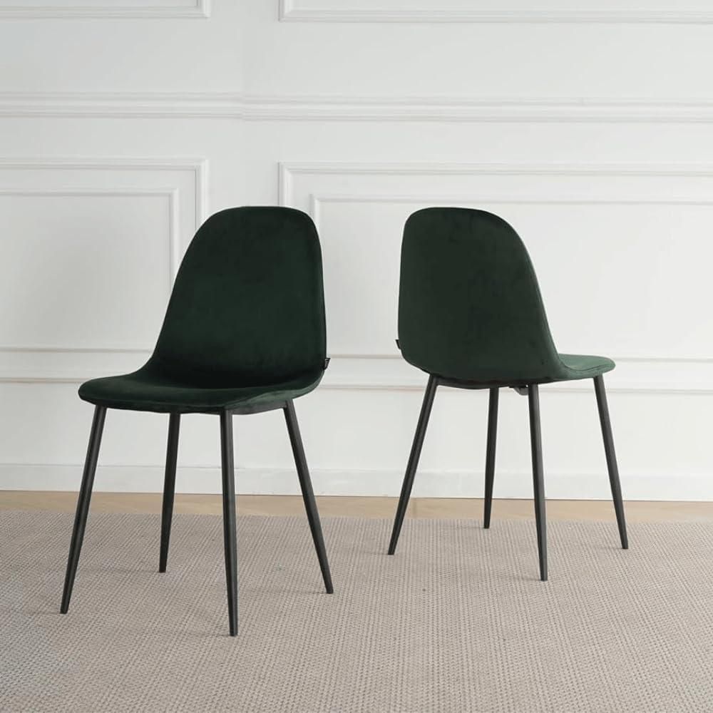 Lina® Napoli Esszimmerstuhl, komfortabler Sitz für Wohnzimmer und Esszimmer, Samtbezug - 2er Set - Grün
