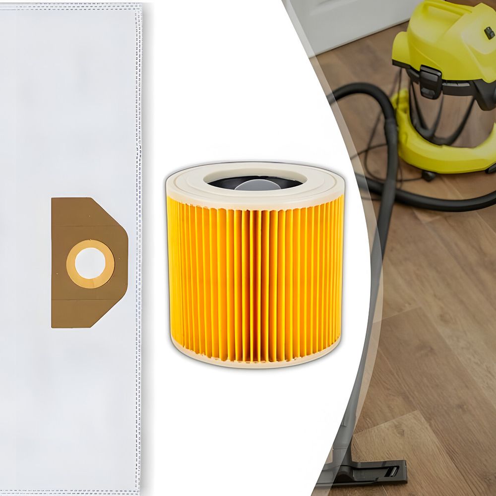 10 Staubsaugerbeutel mit 1 Filter geeignet für Kärcher KFI 357 KFI357 KA 40 2.863-314.0 WD2 Plus WD3 WD3s WD4 WD5 WD6 Ersatz Retoo