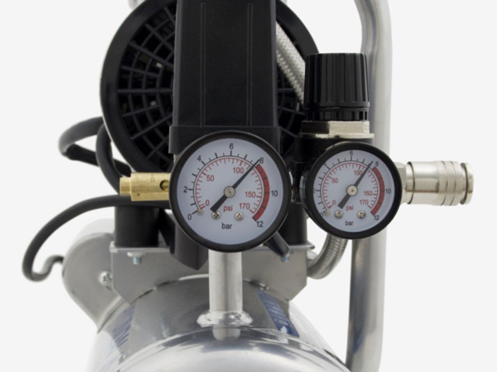 HYUNDAI Silent Kompressor SAC55751 SET (8 bar, 6L, tragbar, ÖLFREI, 59 dB, 550 W / 0.75 PS)
