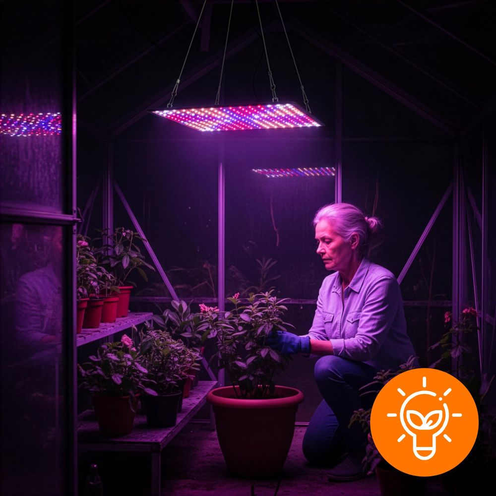 LED Pflanzenlampe 1000W Vollspektrum Panel, 225 LEDs Grow Light für Gemüse & Blumen, Ultra-Slim Pflanzenlicht 36W, EVI TECH UV LED Slim
