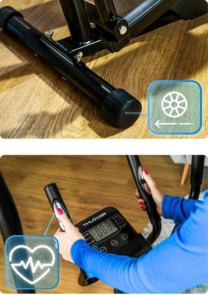 THUNDER® FLASH trenażer eliptyczny magnetyczny 8 poziomów – kompaktowy orbitrek domowy do 110 kg