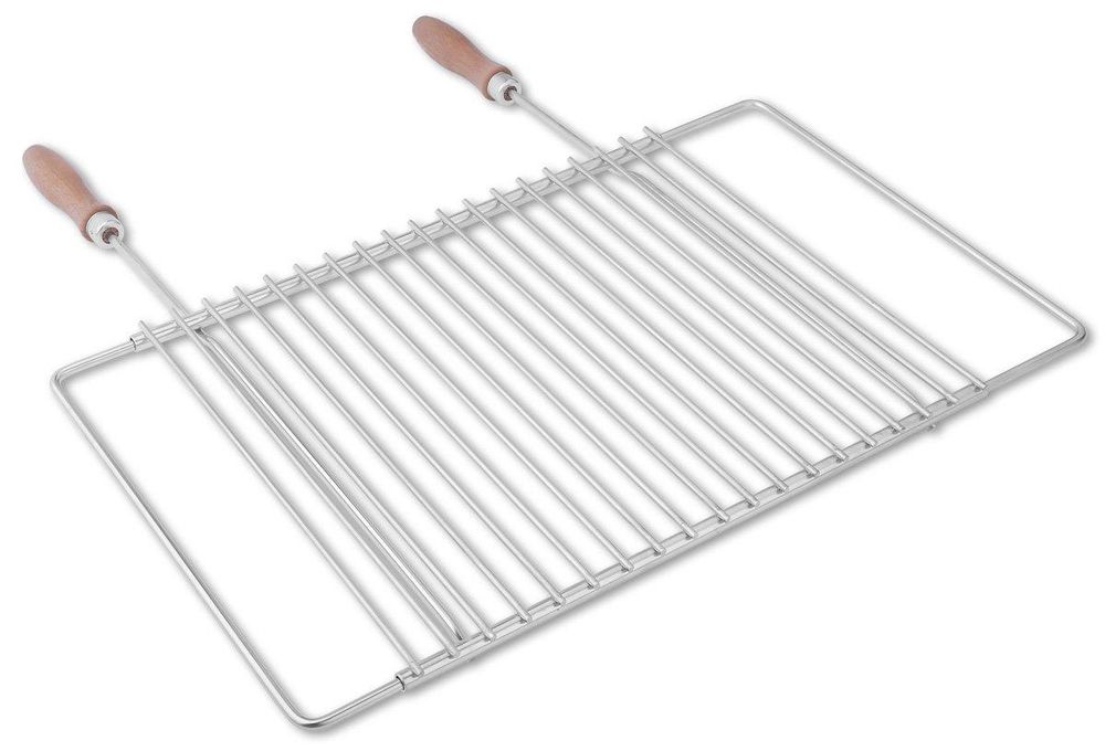 DEOS Verstellbarer Grillrost aus Edelstahl 40–55 × 30 cm mit Holzgriffen – zusätzliche Produktansic…