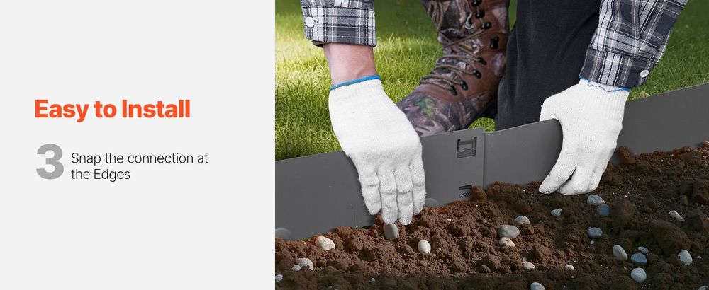 VEVOR Stahl Landschaftsbegrenzung, 6 Pakete 40 x 8 Zoll rostbeständige Metall-Landschaftsbegrenzung, biegsame Gartenbegrenzung, strapazierfähige Rasenbegrenzung, einfach zu installieren, Blumenbeet Gartenweg-Trenner Schwarz, 5 Stück - 39 x 3 Zoll, Grau-a