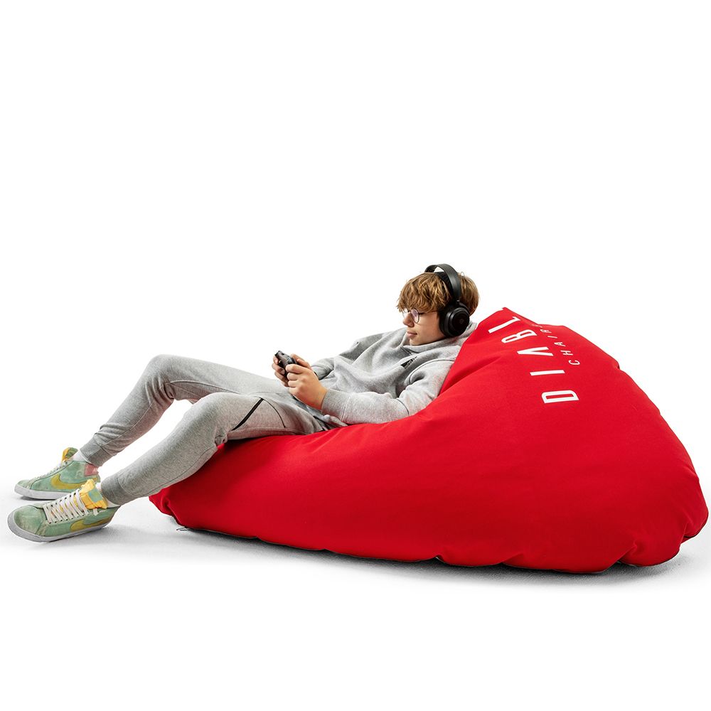 Diablo Gaming Sack XXL Sitzsack mit Füllung Gaming Sessel Beanbag EPS Perlen Polyester 110 cm x 100 cm Rot