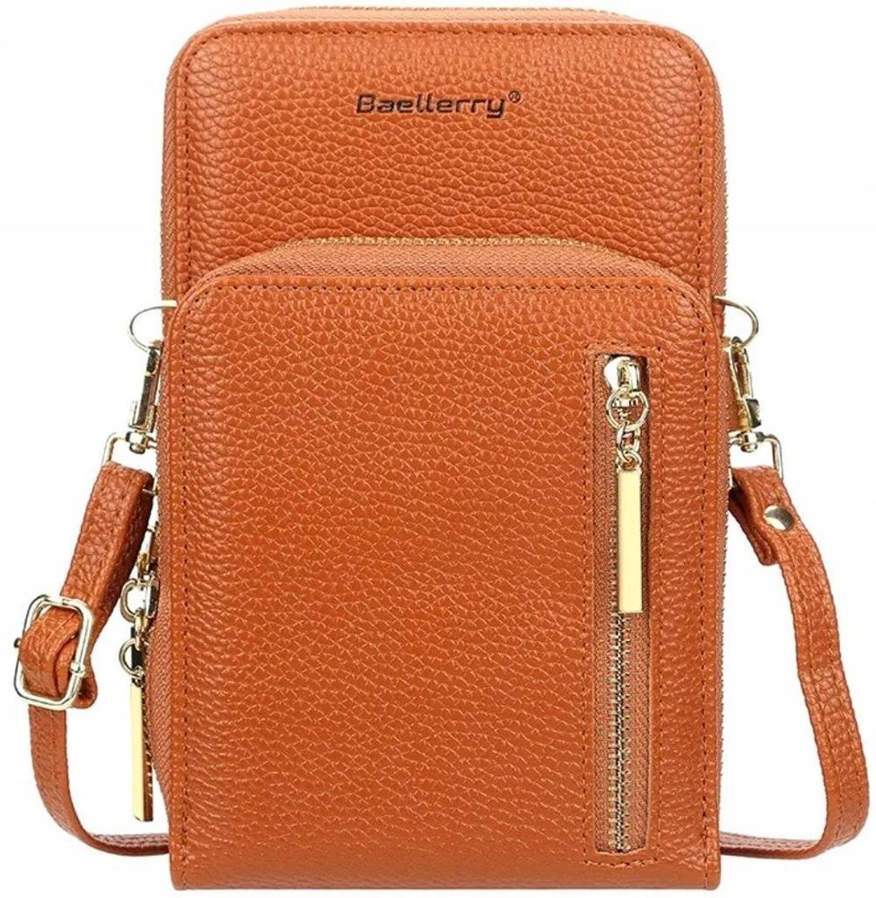 Umhängetasche Damen - Praktisch & Stilvoll - Mini Handtasche Braun - Trendig & Hochwertig - Organizer Smartphone - Neu Geschenk